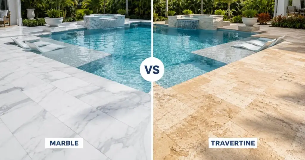 marble vs travertine deck by pool
