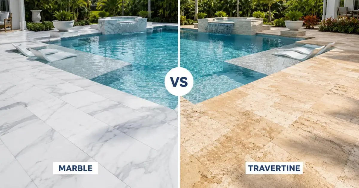 marble vs travertine deck by pool